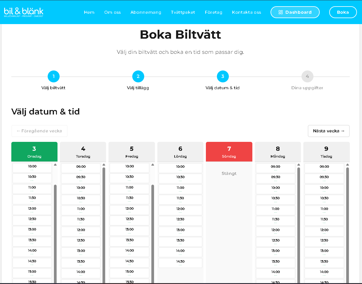 Bokningsystem för bil o blänk