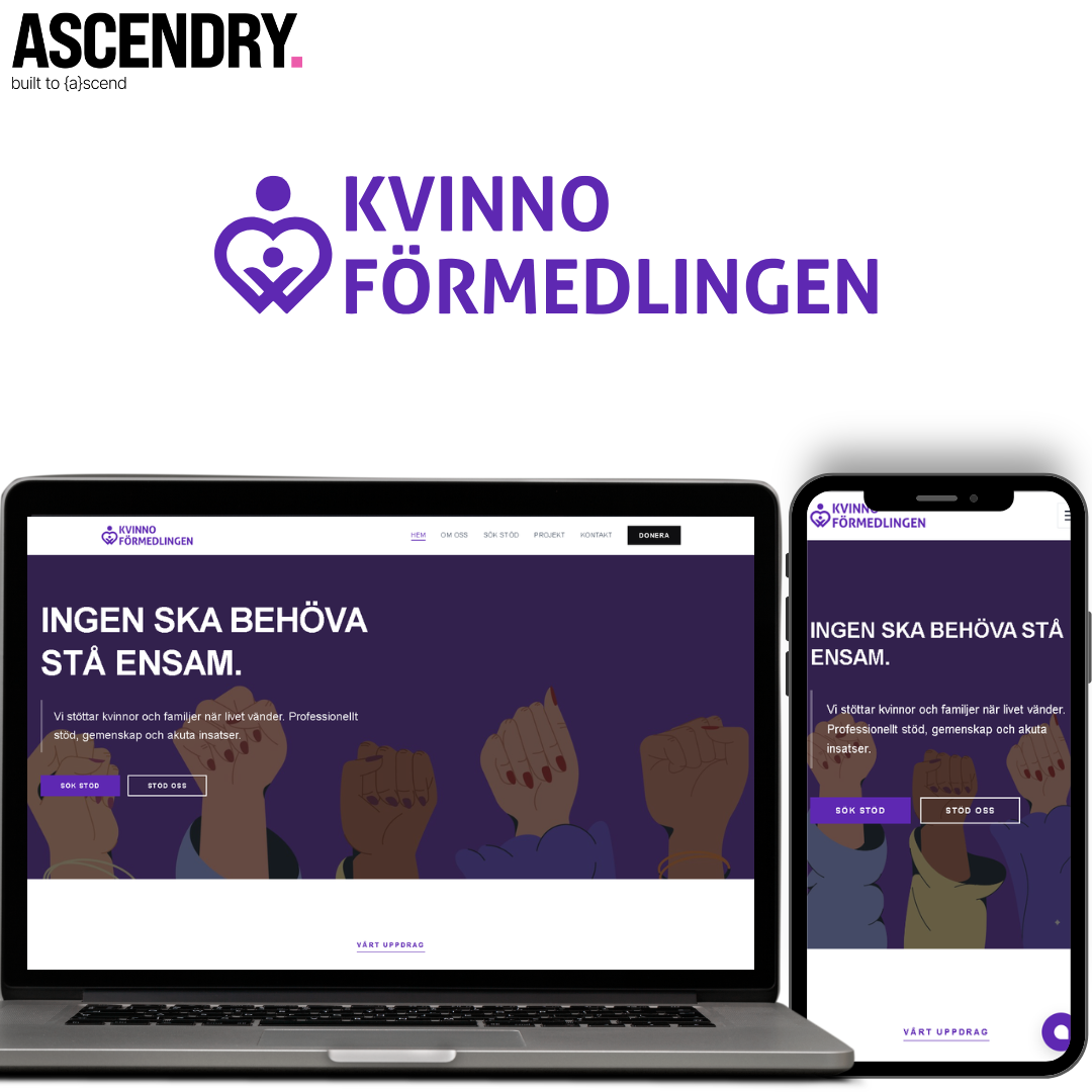 Kvinnoförmedlingen desktop och mobil
