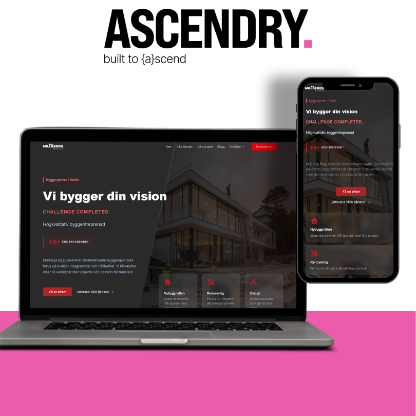 Millbergsbygg desktop och mobil