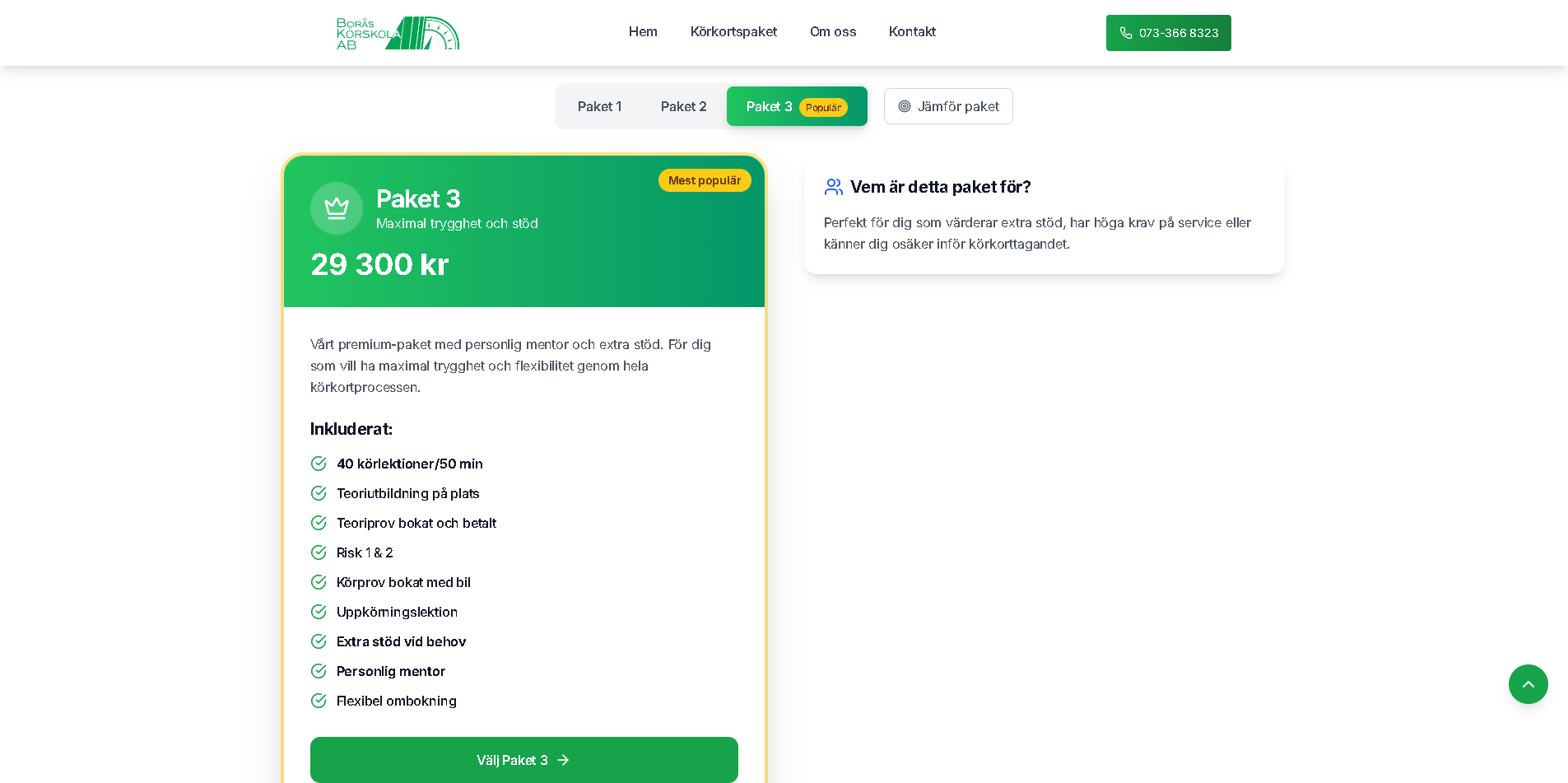 Prislista för borås körskola